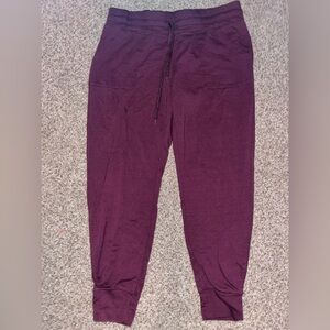 Women’s maroon colored joggers